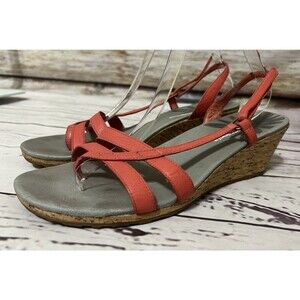 Patagonia Womens Leather Cork Wedge Sandals Shoes Size 10M Coral